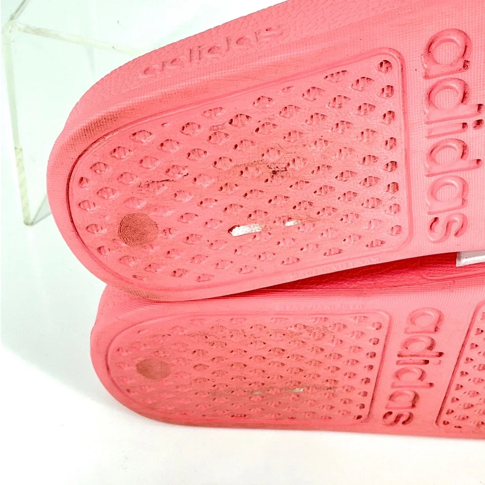 Adidas Adilette Aqua Kids Size 1K 1 K Pink White 3-Stripes Slide Sandals